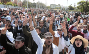 Les enseignant·e·s marocain·e·s manifestent depuis mars pour de meilleures conditions de travail (Youssef Boudlal/Reuters)
