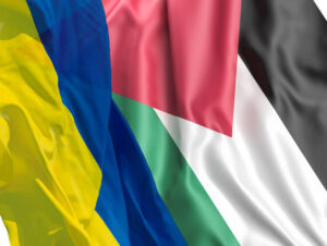 Palestinian and Ukrainian flags Embassy of Palestine in Ukraine