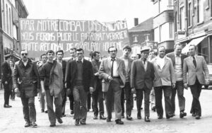 Photo : Manifestation pendant la grève nationale du verre en 1974. (DR)