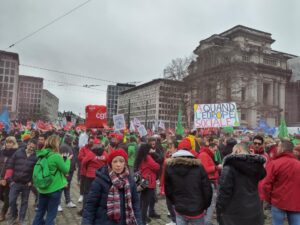 Photo : Manifestation européenne des syndicats, 12 décembre 2023 à Bruxelles. (Gauche anticapitaliste / CC BY-NC-SA 4.0)