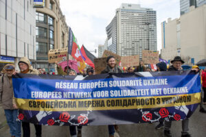 Photo : Manifestation en solidarité avec le peuple ukrainien, Bruxelles, 25 février 2023 (Dominique Botte / Gauche anticapitaliste / CC BY-NC-SA 4.0)
